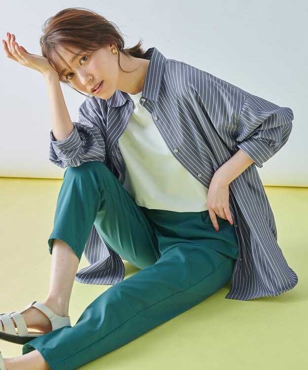 ANY L 【ウエストゴム/ストレッチ】大人の７daysデイリーパンツ グリーン