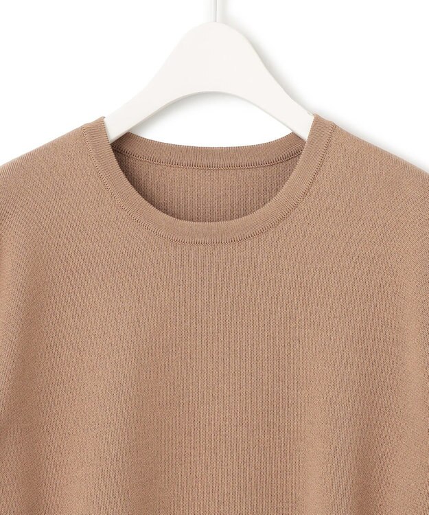 ICB L 【洗える】 コットンポリエステルスムース ニットプルオーバー アンバーベージュ系