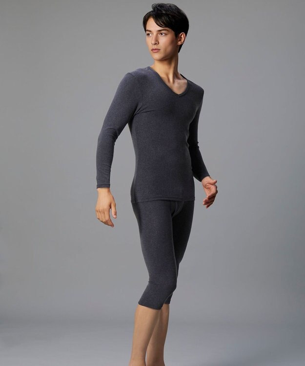 WACOAL MEN インナーボトム メンズ 発熱インナー【エクス（R）】 吸湿発熱繊維 保温性 消臭性（汗臭・加齢臭） ストレッチ素材 ズボン下 ひざ下丈 前開き GS5221 /ブロス ブラック