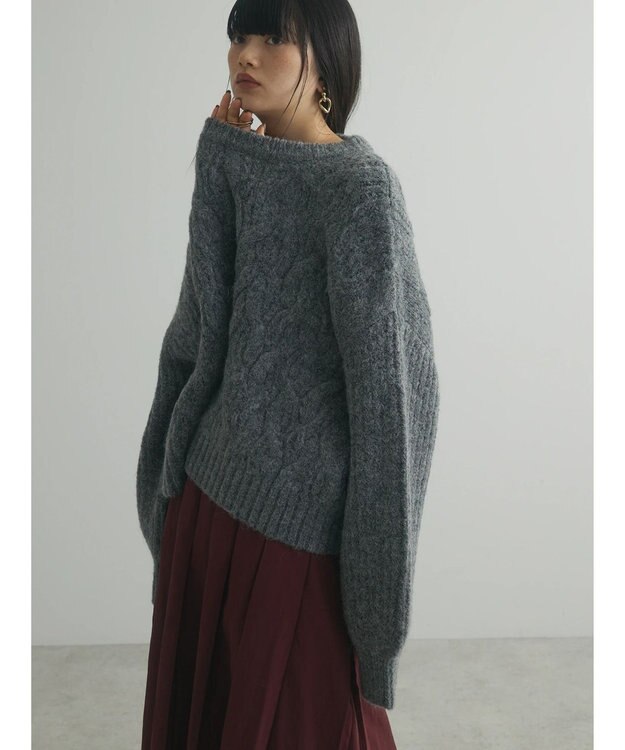 Green Parks armonia. ケーブルニットプルオーバー Charcoal Gray