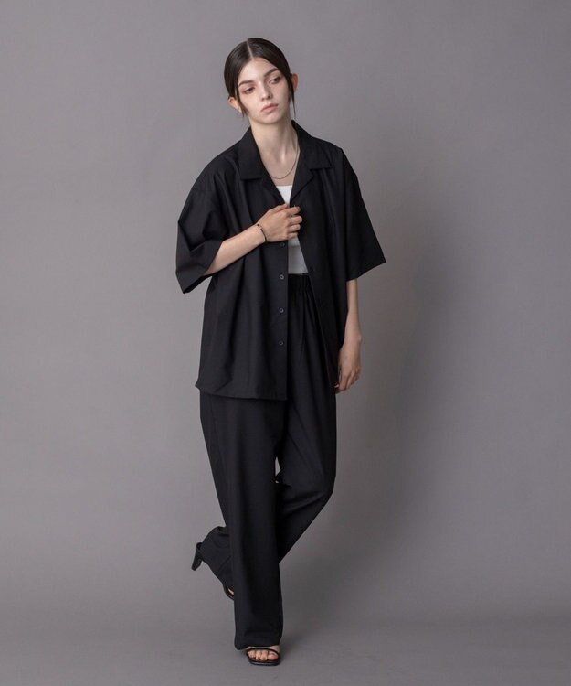 WEGO 【ユニセックス着用ITEM/SMLサイズ展開】 TRオープンカラーシャツ（SS） ブラック