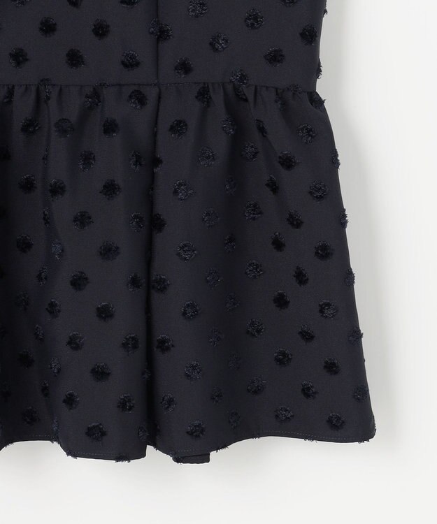 #Newans 【洗濯機可】ジャガ―ドドットペプラムブラウス ネイビー