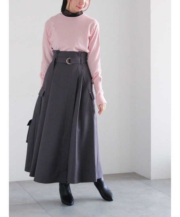 Te chichi カーゴフレアスカート チャコールグレー