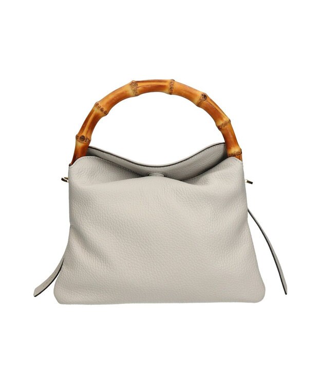 INTER-CHAUSSURES 【LORISTELLA】バンブーハンドルソフトレザーハンドバッグ ライトグレー