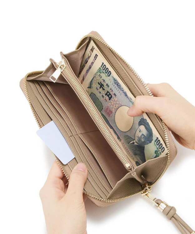 TOPKAPI 【新色追加】【TREASURE TOPKAPI】シュリンクレザー ラウンド 長財布 グレージュ