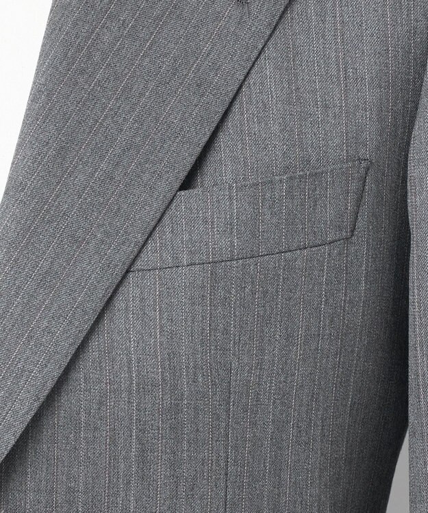 GOTAIRIKU 【御幸毛織】ドライスピナーツイルストレッチスーツ_グレーストライプ ライトグレー系1