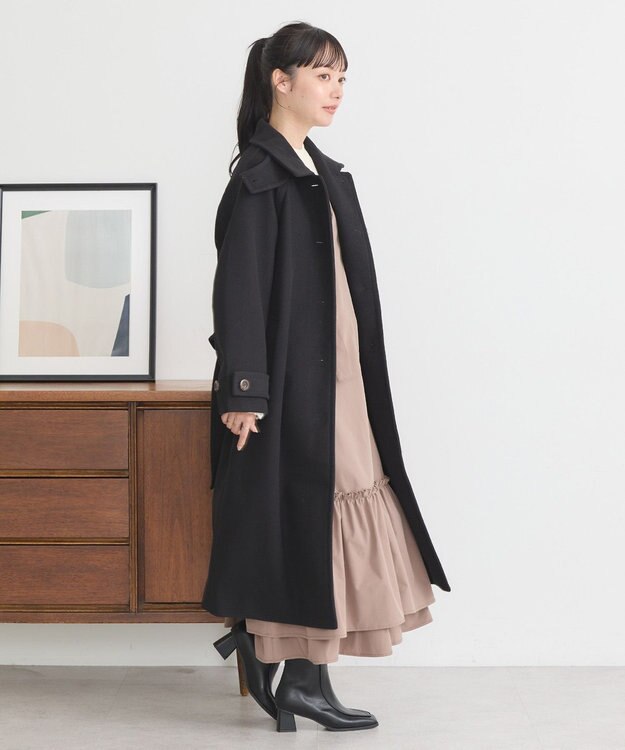 earth music&ecology 2WAYカラーロングコート ブラック