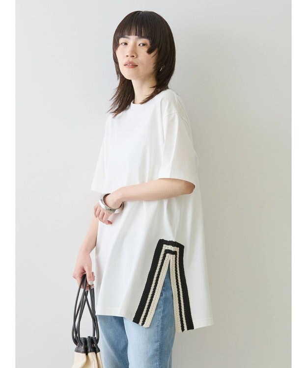 AMERICAN HOLIC サイドかぎ針カットチュニック Off White