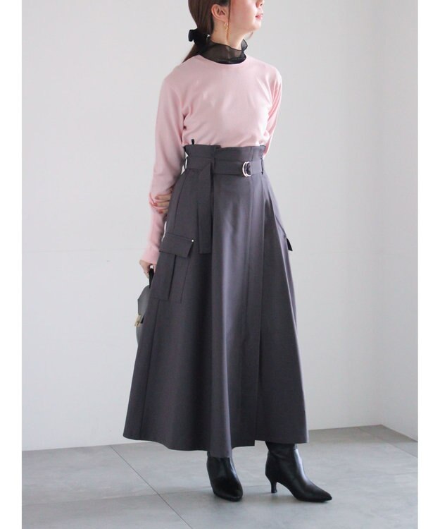 Te chichi カーゴフレアスカート チャコールグレー