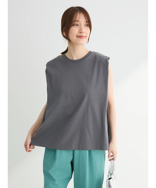 Green Parks ・ＳＵＧＡＲＳＰＯＯＮ【ＣＯＯＬ】タックノースリーブＴＥＥ Charcoal Gray