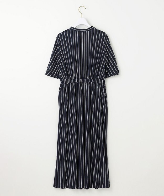 ANY SIS 【接触冷感・吸水速乾・UVケア】エアリードレープスムース ワンピース ネイビーストライプ