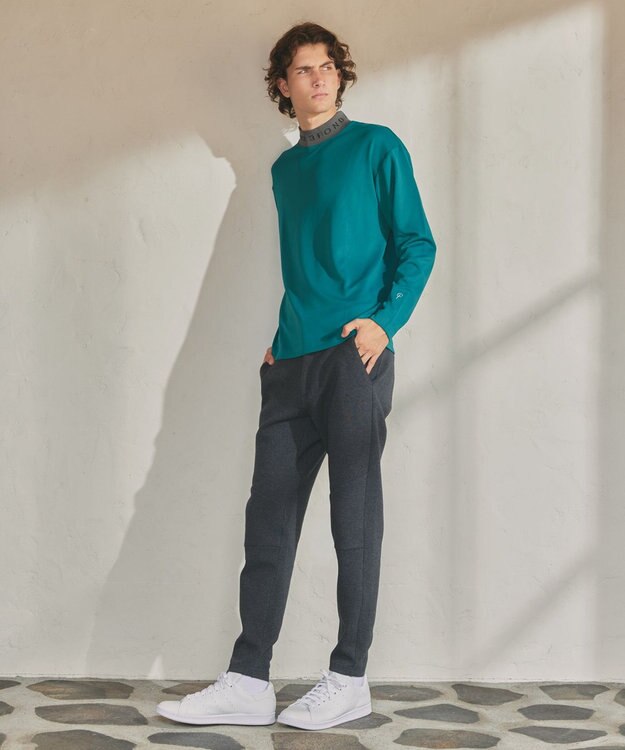 23区GOLF 【23Fondation/MEN】【吸水速乾・UVケア】バイカラー 長袖モックネックシャツ グリーン系