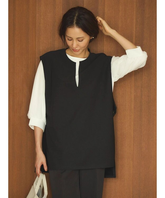 Green Parks キーネックカットベスト Black
