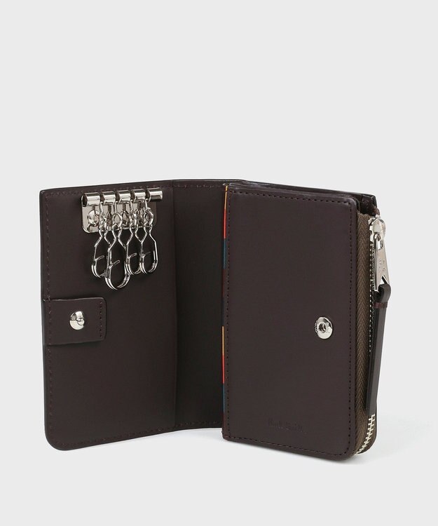 Paul Smith ブライトストライププラー コイン＆キーケース ライトブラウン