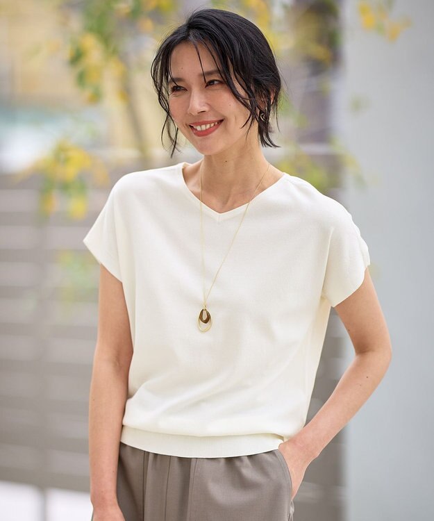 ANY L ハーフスリーブニット オフ