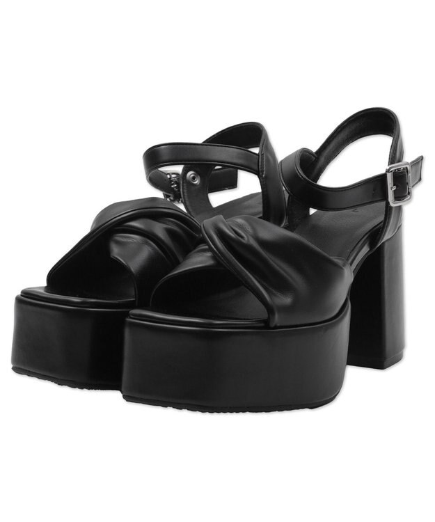 WEGO ストーム付きクロスヒールサンダル ブラック