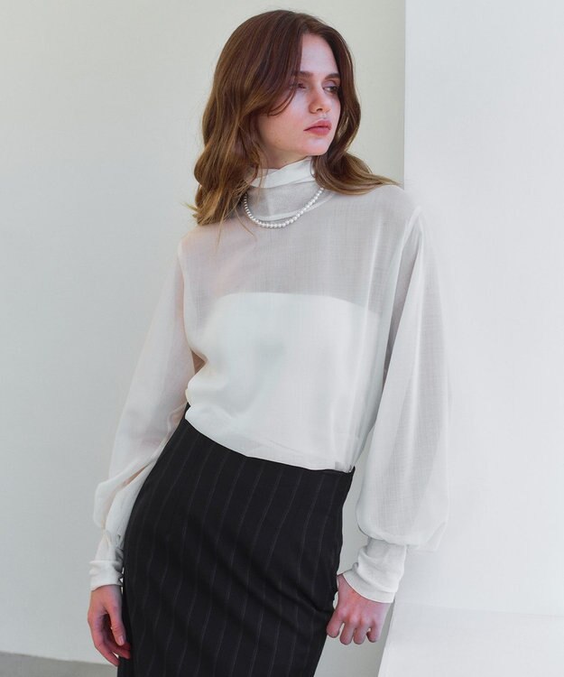 BEIGE， MOYE / ニットドッキング ロングスリーブブラウス  Ecru