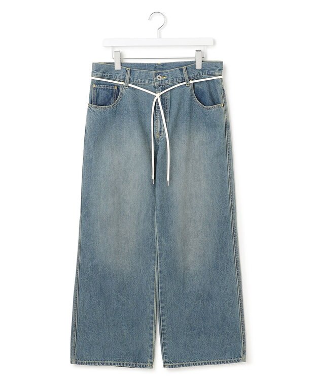 J.PRESS YORK STREET 【UNISEX】ウォッシュドワイド デニムパンツ ダルブルー系