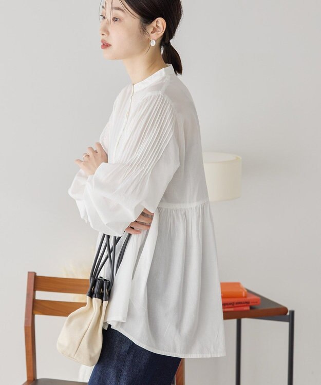 AMERICAN HOLIC バンドカラーピンタックブラウス Off White