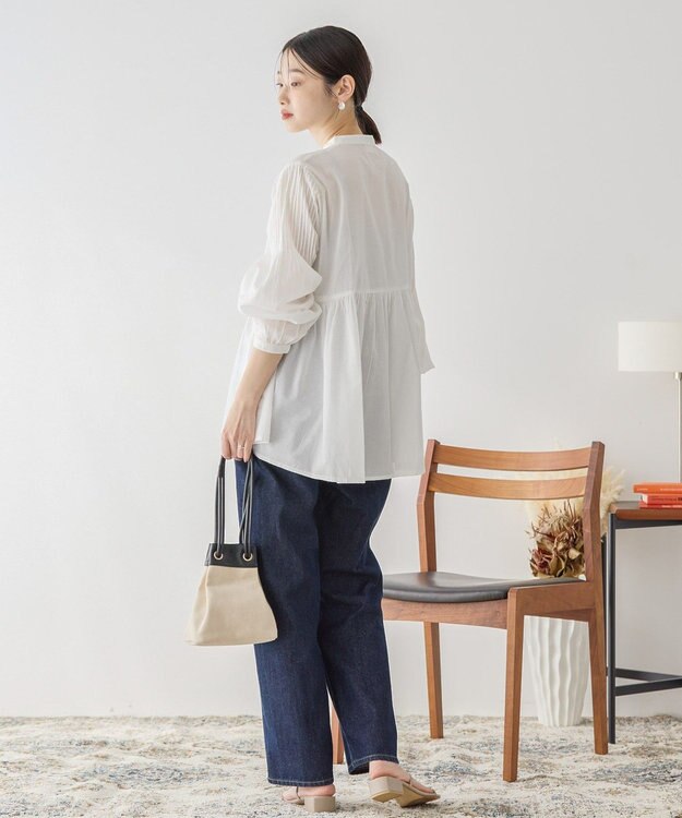 AMERICAN HOLIC バンドカラーピンタックブラウス Off White