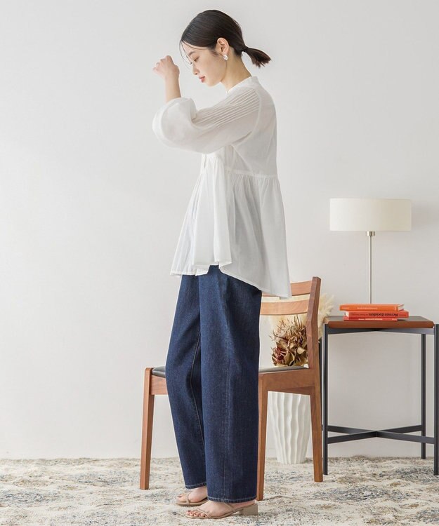 AMERICAN HOLIC バンドカラーピンタックブラウス Off White