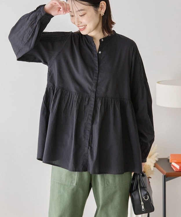 AMERICAN HOLIC バンドカラーピンタックブラウス Black