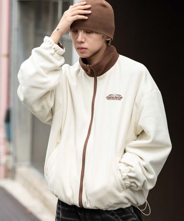 WEGO 【ユニセックス着用ITEM/リバーシブル/2WAY】リバーシブルフリースブルゾン ブラウンその他