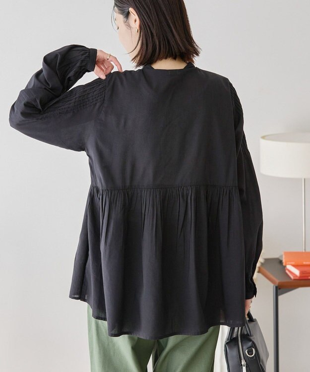 AMERICAN HOLIC バンドカラーピンタックブラウス Black