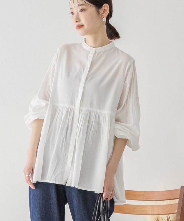 AMERICAN HOLIC バンドカラーピンタックブラウス Off White