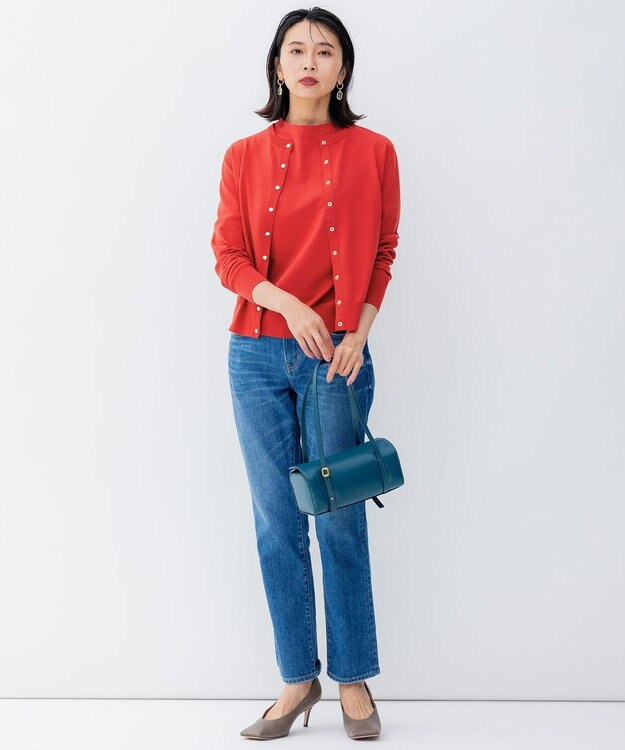 23区 S 【アンサンブル対応】ヴィスコースストレッチ カーディガン レッド系