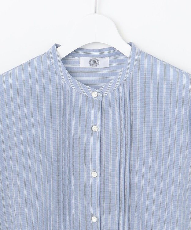 J.PRESS LADIES 【洗える】シアーピンストライプ ブラウスライク カットソー サックスベース系