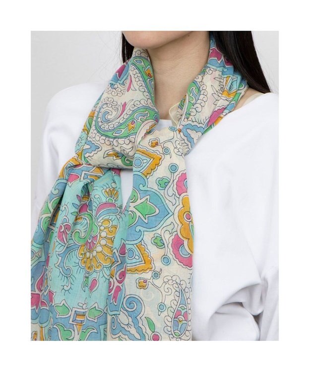 UNBILLION カシュネ cache nez / ペルシャ柄プリントストール イエロー