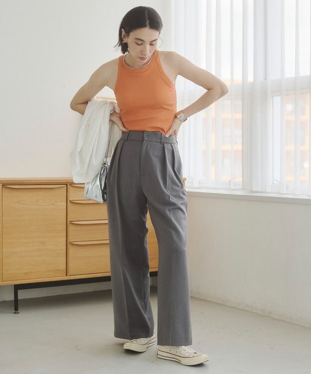 WEGO 【ANGIE VINTAGE/SMLサイズ展開】２タックワイドスラックス 杢グレー