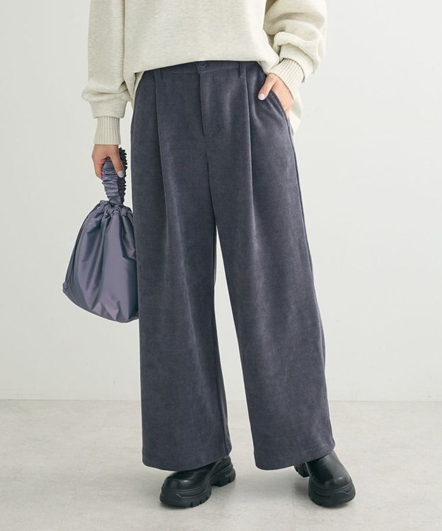 Green Parks コーデュロイワイドパンツ Charcoal Gray