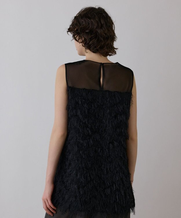 GRACE CONTINENTAL シアーフリンジノースリーブ ブラック