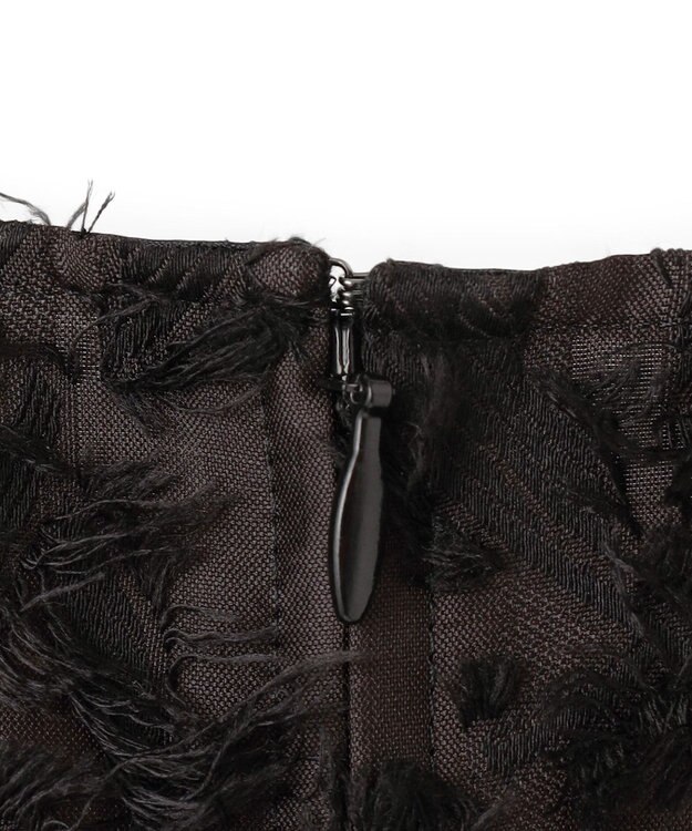 ICB 【洗える】 ヘアリーシアージャカード ブラウス ブラック系