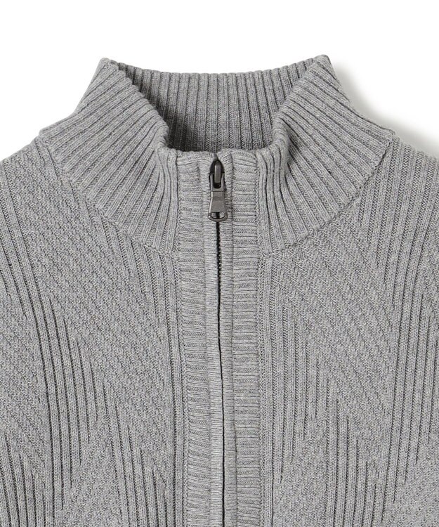 JOSEPH HOMME  新柄【洗える】シルクバルキー　　ハイネックジップアップニット ライトグレー系