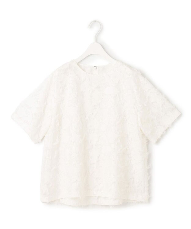 ICB 【洗える】 ヘアリーシアージャカード ブラウス オフホワイト系