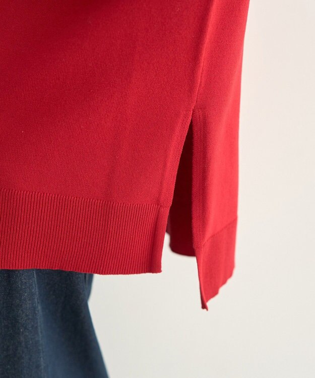 earth music&ecology 【毛玉防止 / 洗濯機洗い可】選べる丈ハイネックニット Red