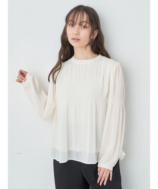 earth music&ecology マジョリカプリーツブラウス Ivory