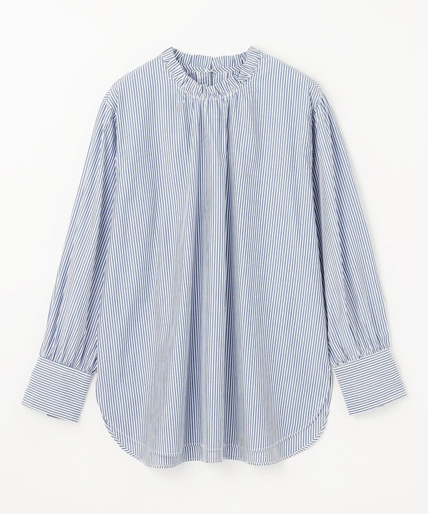 ANY 【手洗い可能/抗菌防臭/UVカット/速乾】フリルモックブラウス ブルーロンスト