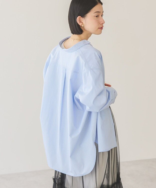 AMERICAN HOLIC イージーケアブロードシャツ Stripe Sax