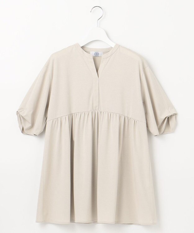 J.PRESS LADIES 【洗える】プレーティング キーネック カットソー ライトグレー系