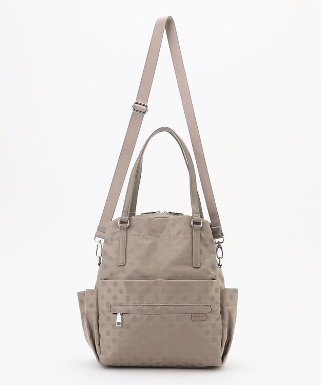 Y'SACCS ドットジャガードポーチ付きリュックサック ライトグレー