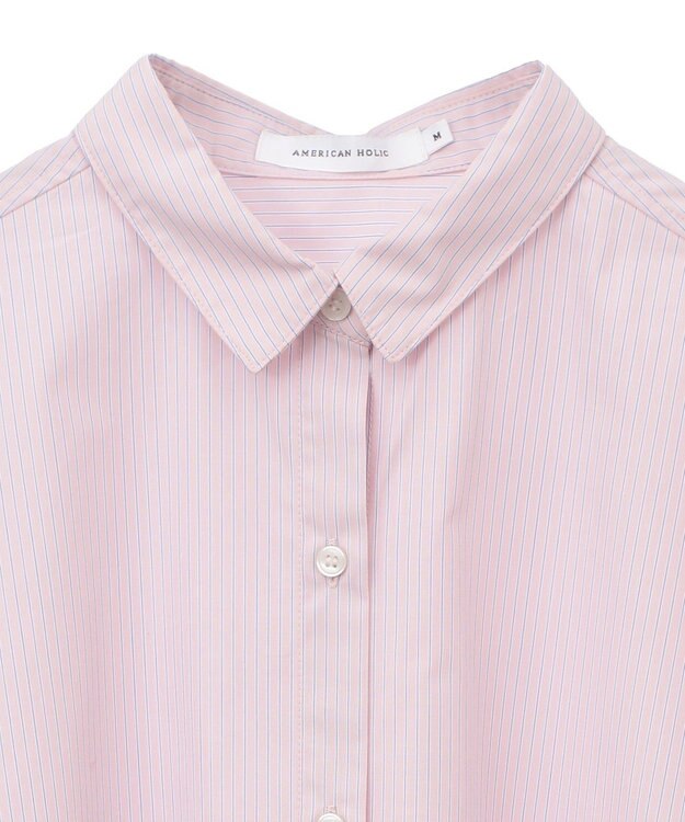 AMERICAN HOLIC イージーケアブロードシャツ Stripe Pink