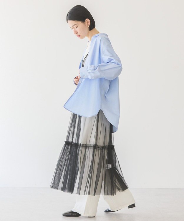 AMERICAN HOLIC イージーケアブロードシャツ Stripe Sax