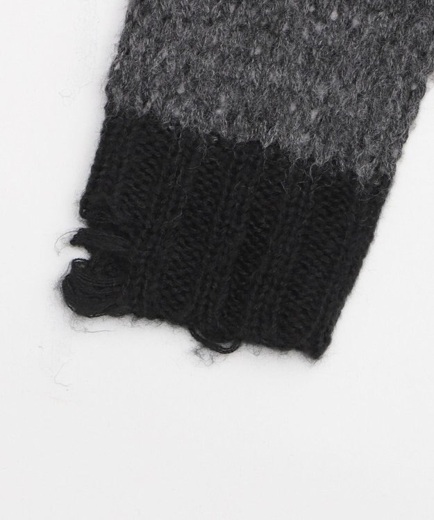 WEGO モヘアタッチボーダーBIGニット グレーボーダー