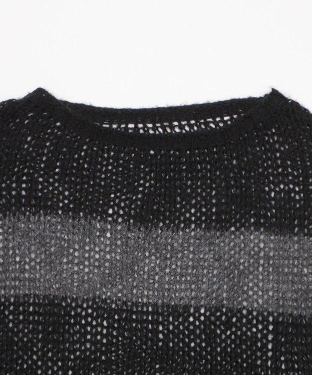 WEGO モヘアタッチボーダーBIGニット グレーボーダー