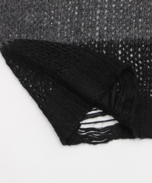 WEGO モヘアタッチボーダーBIGニット グレーボーダー