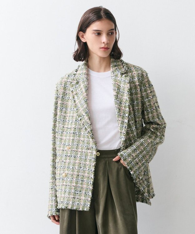 BEIGE， BERYL / ファンシーツイードダブルジャケット Khaki Mix